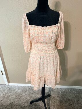 Trixxi Cream Dress with Soft Pink Floral Print
